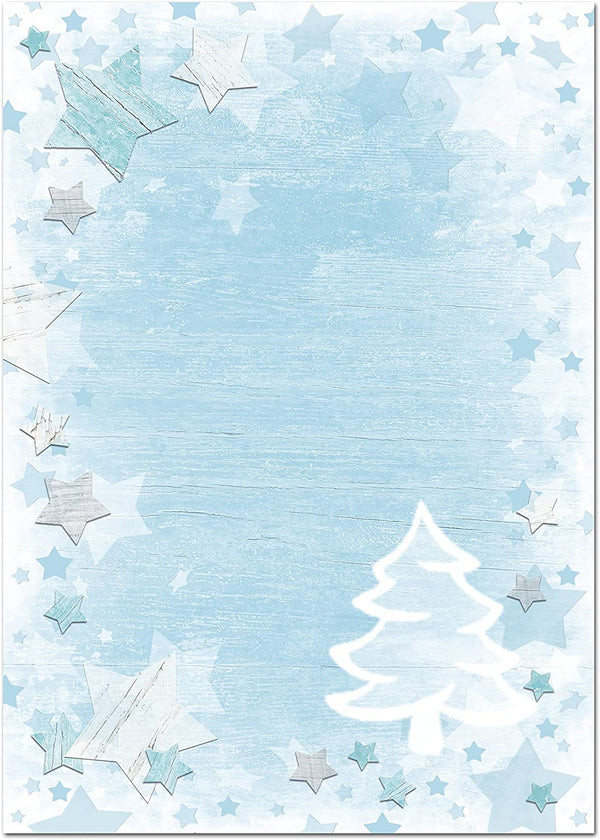 50 Blatt Weihnachtsbriefpapier weihnachtliches Briefpapier Papier ROT WEISS MÜTZE STERNE 100g Weihnachtspapier Schreibpapier Motiv-Papier DIN A4 Brief-Bogen Design-Papier
