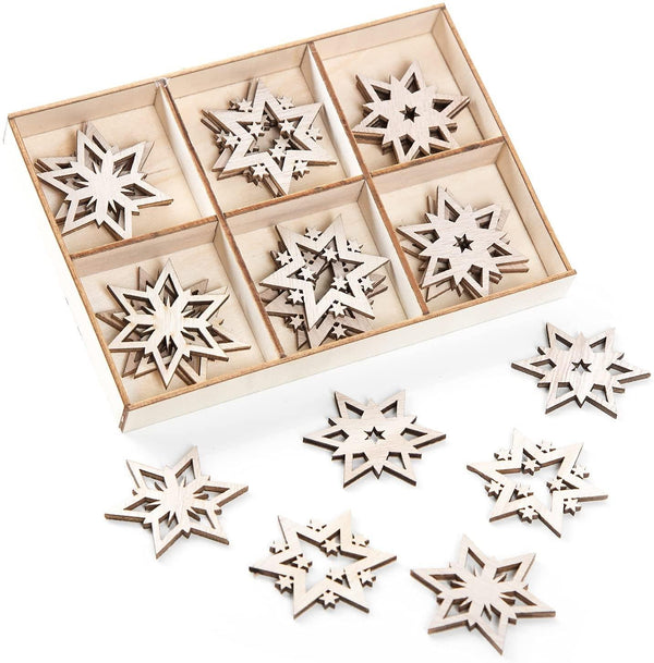 36 kleine weihnachtliche Streuteile aus Holz - gold glitzernd