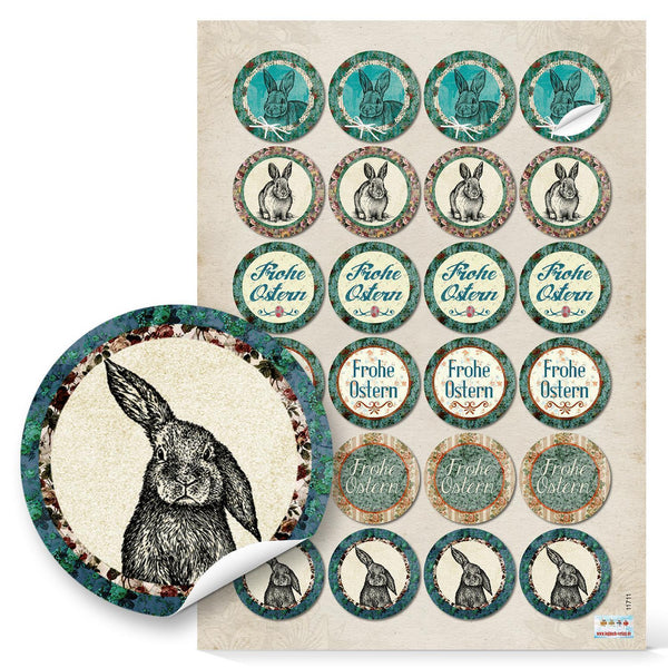 Ostersticker Ø 4 cm braun schwarz in Kraftpapier-Optik Frohe Ostern