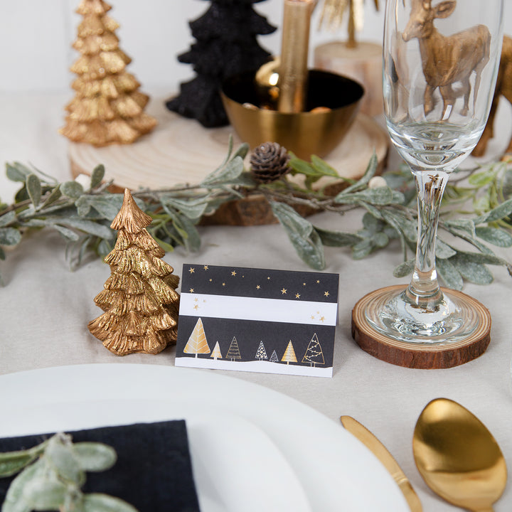 25 Weihnachten Tischkarten Klappkarten zum Beschriften Namenskarten gold beige