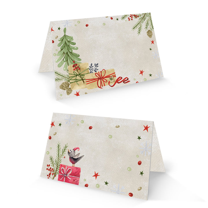 4 x 25 Weihnachtsetiketten Aufkleber zum Beschriften grau weiß Zweige 7,4 x 5,2 cm